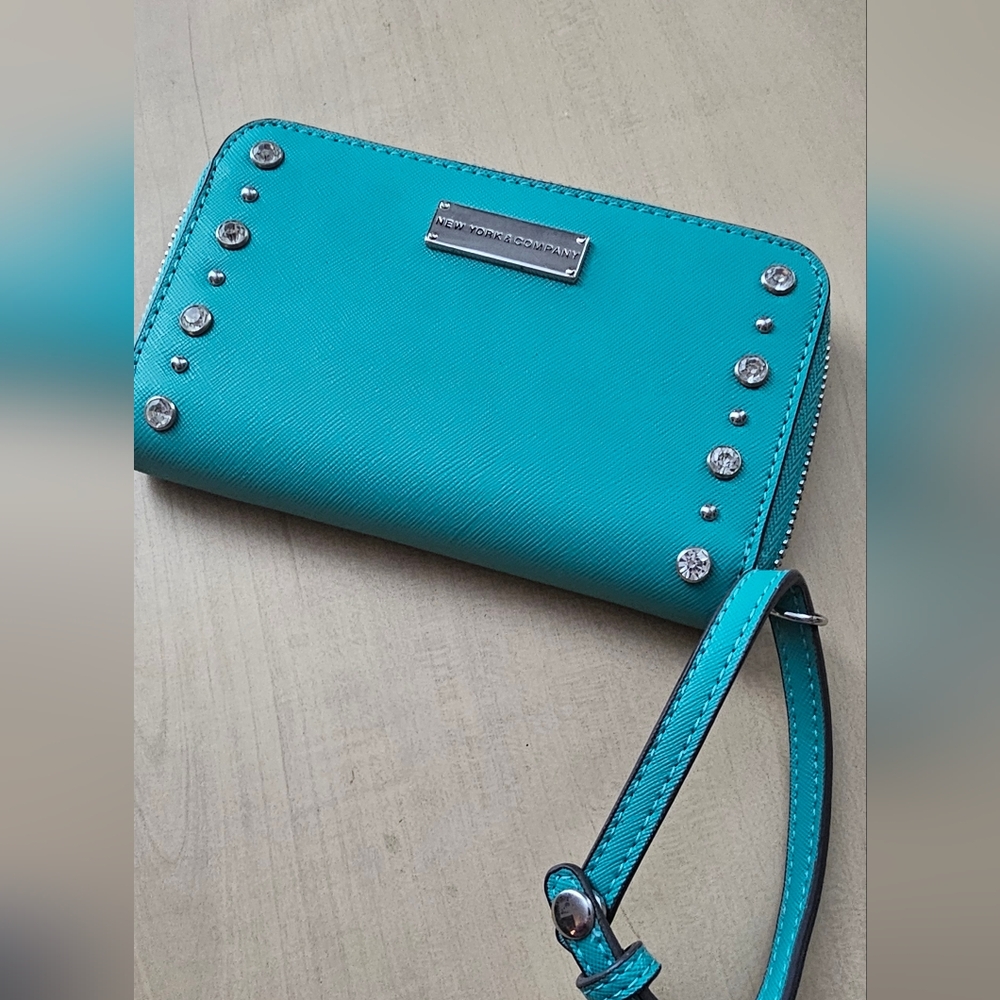New York & Company Teal Wallet with Silver Studs